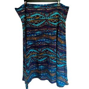 LuLaRoe Woman’s Plus Size 3X (22/24) Geometric Print Knee Length Azure Skirt